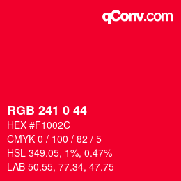 Color code: RGB 241 0 44 | qconv.com