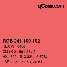 Color code: RGB 241 100 102 | qconv.com