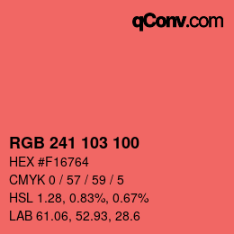Color code: RGB 241 103 100 | qconv.com