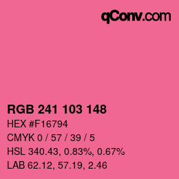 カラーコード: RGB 241 103 148 | qconv.com