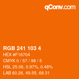 颜色代码: RGB 241 103 4 | qconv.com