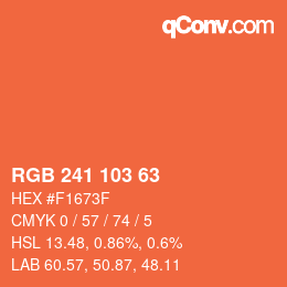 Color code: RGB 241 103 63 | qconv.com