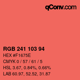 Color code: RGB 241 103 94 | qconv.com