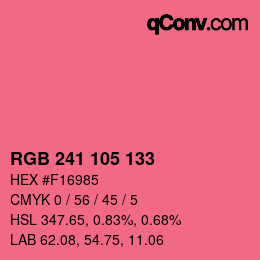カラーコード: RGB 241 105 133 | qconv.com