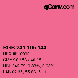 カラーコード: RGB 241 105 144 | qconv.com
