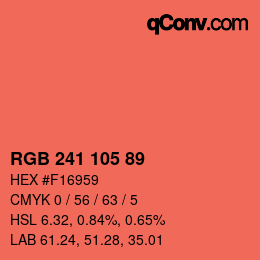 カラーコード: RGB 241 105 89 | qconv.com
