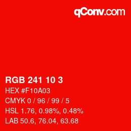 カラーコード: RGB 241 10 3 | qconv.com
