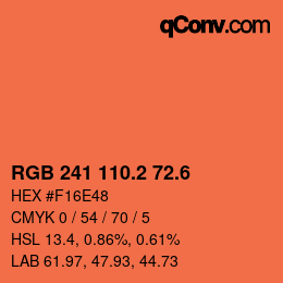 カラーコード: RGB 241 110.2 72.6 | qconv.com