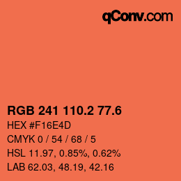 カラーコード: RGB 241 110.2 77.6 | qconv.com