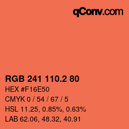 カラーコード: RGB 241 110.2 80 | qconv.com