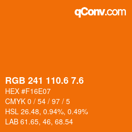 カラーコード: RGB 241 110.6 7.6 | qconv.com