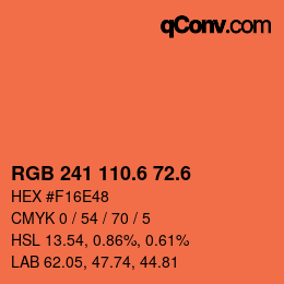 カラーコード: RGB 241 110.6 72.6 | qconv.com