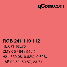 Color code: RGB 241 110 112 | qconv.com