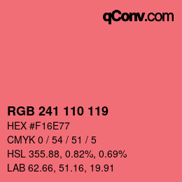 Color code: RGB 241 110 119 | qconv.com