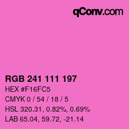 カラーコード: RGB 241 111 197 | qconv.com