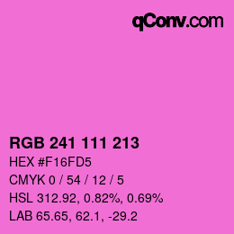 カラーコード: RGB 241 111 213 | qconv.com