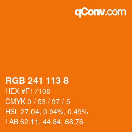 Color code: RGB 241 113 8 | qconv.com