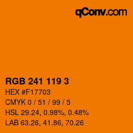 カラーコード: RGB 241 119 3 | qconv.com