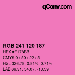 カラーコード: RGB 241 120 187 | qconv.com