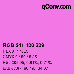 カラーコード: RGB 241 120 229 | qconv.com