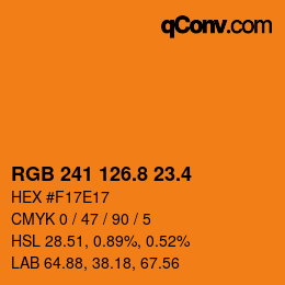 カラーコード: RGB 241 126.8 23.4 | qconv.com