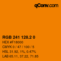 カラーコード: RGB 241 128.2 0 | qconv.com