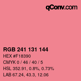 Color code: RGB 241 131 144 | qconv.com