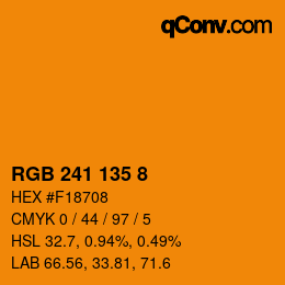 Color code: RGB 241 135 8 | qconv.com
