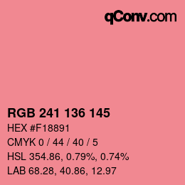 Color code: RGB 241 136 145 | qconv.com