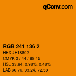Color code: RGB 241 136 2 | qconv.com