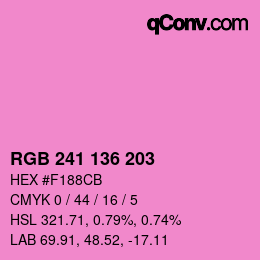 Color code: RGB 241 136 203 | qconv.com
