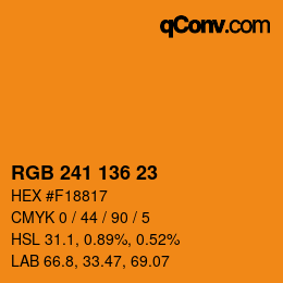 Color code: RGB 241 136 23 | qconv.com