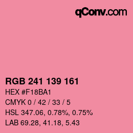 Color code: RGB 241 139 161 | qconv.com