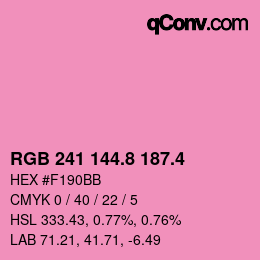 カラーコード: RGB 241 144.8 187.4 | qconv.com