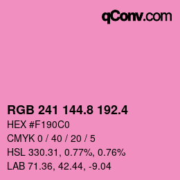 カラーコード: RGB 241 144.8 192.4 | qconv.com