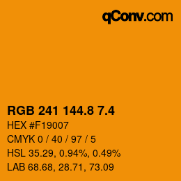 カラーコード: RGB 241 144.8 7.4 | qconv.com