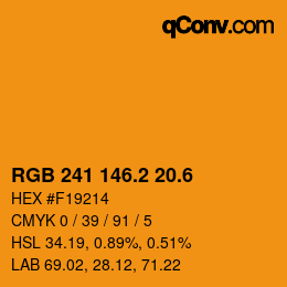 カラーコード: RGB 241 146.2 20.6 | qconv.com