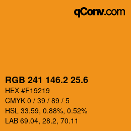 カラーコード: RGB 241 146.2 25.6 | qconv.com