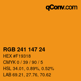カラーコード: RGB 241 147 24 | qconv.com