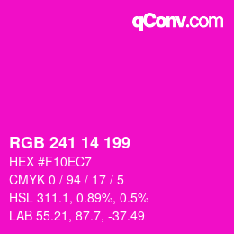 Color code: RGB 241 14 199 | qconv.com