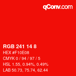 Color code: RGB 241 14 8 | qconv.com