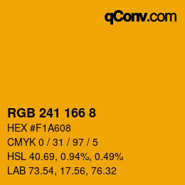 カラーコード: RGB 241 166 8 | qconv.com