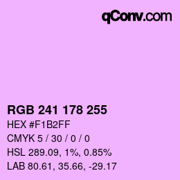 Color code: RGB 241 178 255 | qconv.com