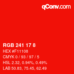 カラーコード: RGB 241 17 8 | qconv.com