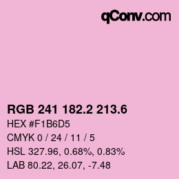 カラーコード: RGB 241 182.2 213.6 | qconv.com