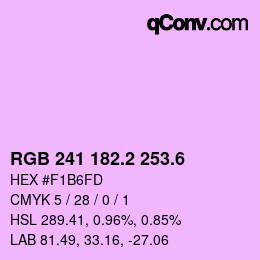 カラーコード: RGB 241 182.2 253.6 | qconv.com