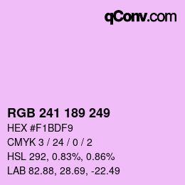 Color code: RGB 241 189 249 | qconv.com