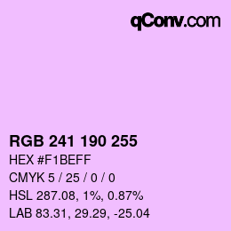 Color code: RGB 241 190 255 | qconv.com