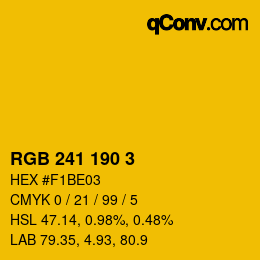 カラーコード: RGB 241 190 3 | qconv.com