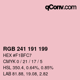 Color code: RGB 241 191 199 | qconv.com